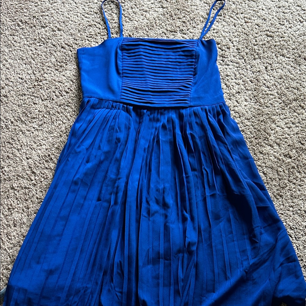 Lands' End Royal Blue Pleated Midi Dress